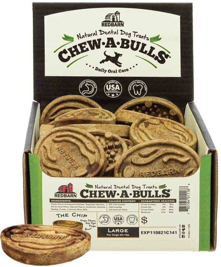 Redbarn Pet Products Chew-A-Bulls Chip Dental Dog Treats Large image 0