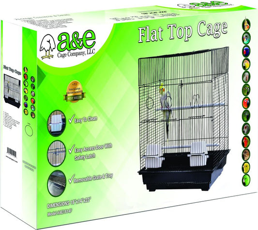A&E Cage Company Flat Top Bird Cage Black 18"x14"x22" image 0