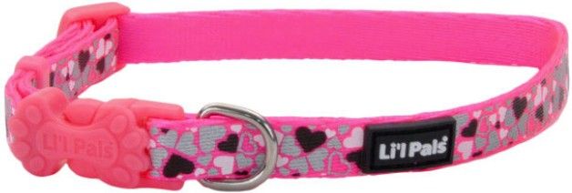 Li'L Pals Reflective Collar - Pink with Hearts image 0