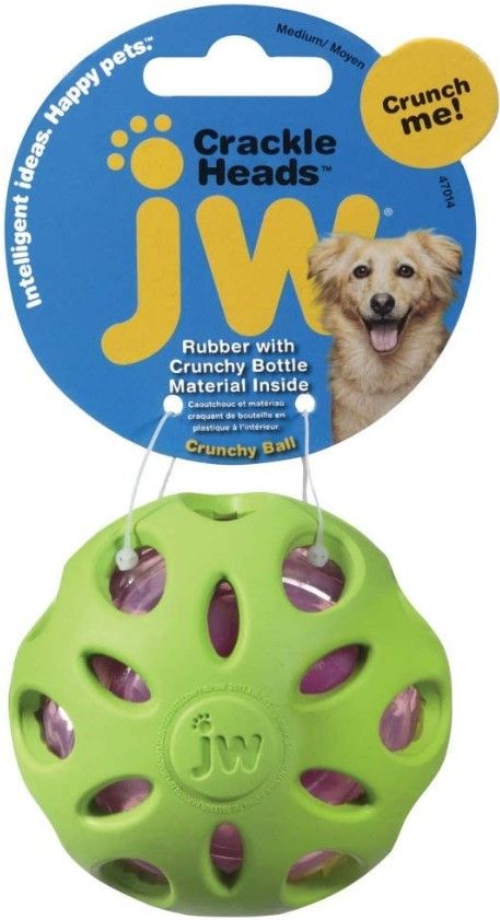 JW Pet Crackle Heads Rubber Ball Dog Toy Medium image 0