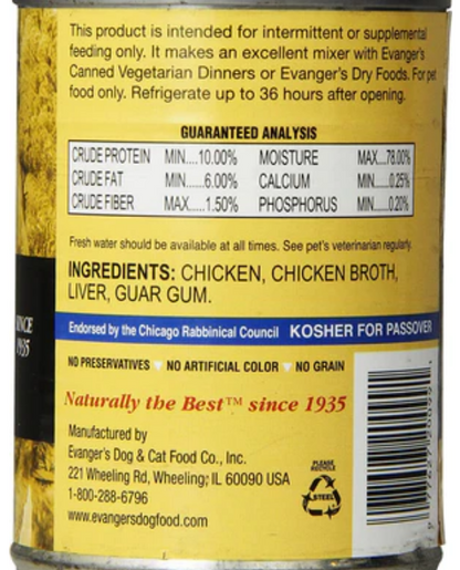 Evanger's Grain-Free Chicken Canned Cat and Dog Food - 12.8 Oz - Case of 12 image 1