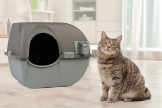 Omega Paw Self-Cleaning Cat Litter Box - Brown/Taupe - Medium image 0
