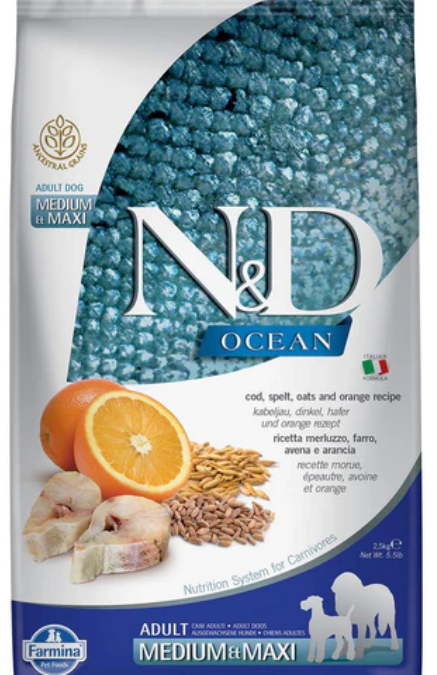Farmina Ancestral Grain Ocean CodFish & Orange Adult Medium and Maxi Dog Food image 0