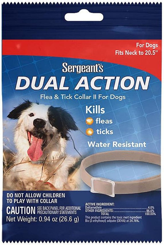 Sergeants Dual Action Flea and Tick Collar II for Dogs Neck Size 20.5 Inch image 0