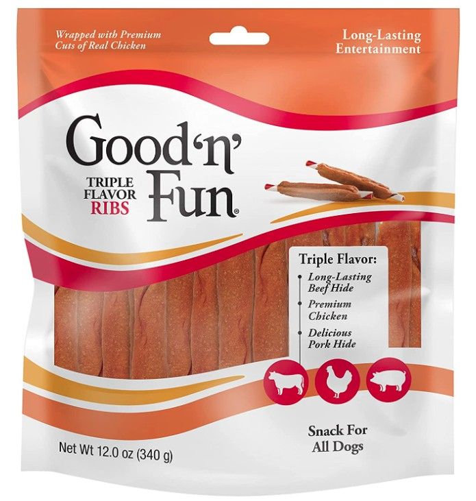Healthy Hide Good'n' Fun Triple Flavor Ribs Rawhide, Chicken and Pork Hide image 0