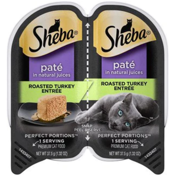 Sheba Premium Pate Twin Pack Turkey Entrée Wet Cat Food - 2.65 oz - Case of 24 image 0