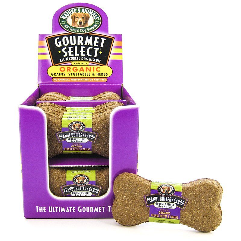 Natures Animals Gourmet Select Organic Dog Bone - Peanut Butter & Carob Flavor image 0
