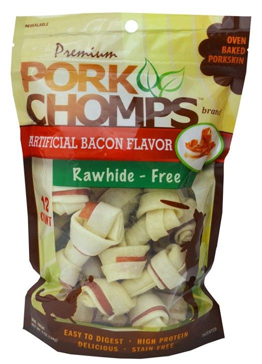 Pork Chomps Knotz Knotted Pork Chew - Bacon Flavor image 0