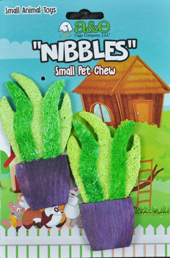 AE Cage Company Nibbles Potted Plants Loofah Chew Toy image 0