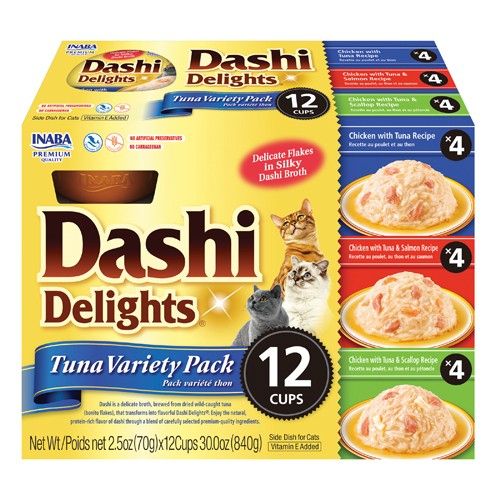 Inaba Dashi Delight Tuna Flavored Variety Pack Bits in Broth Cat Food Topping image 0