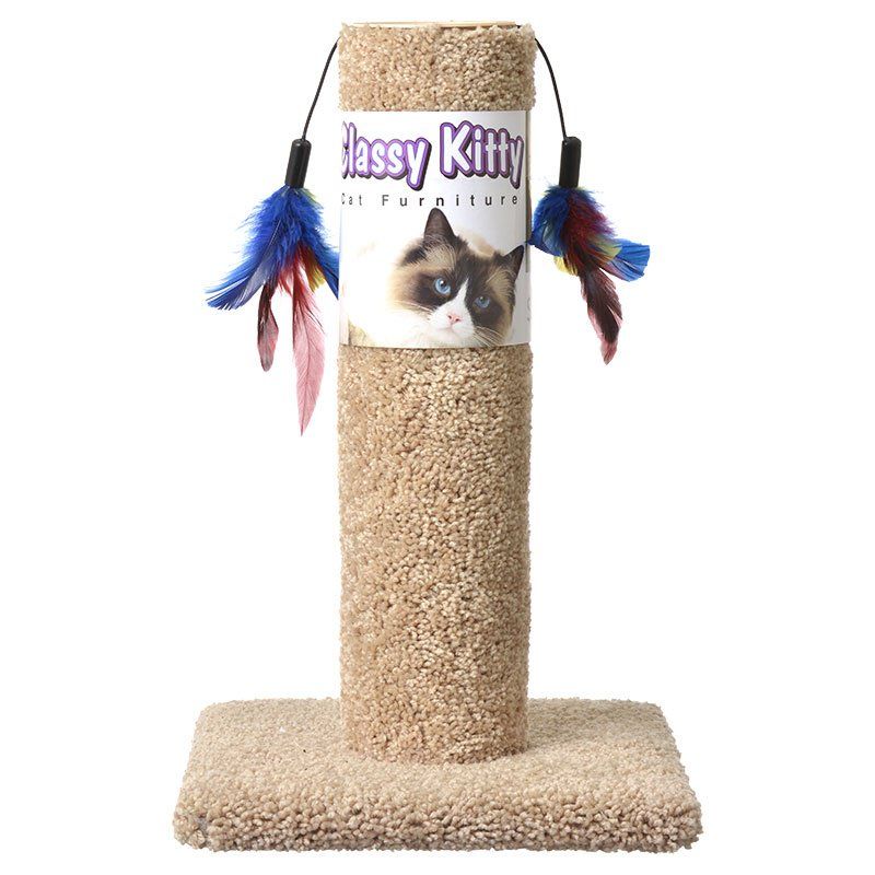 Classy Kitty Cat Scratching Post with Feathers image 0