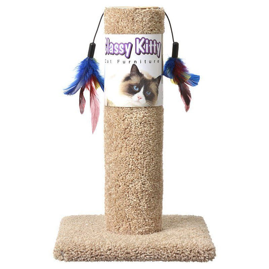 Classy Kitty Cat Scratching Post with Feathers image 0