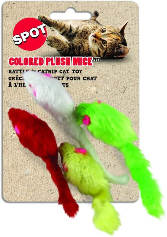 Spot Colored Plush Mice Cat Toys image 0