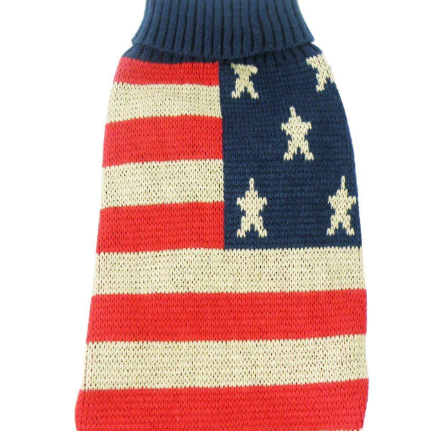 Pet Life 'Patriot Independence Star' Heavy Knitted Ribbed TurtleNeck Dog Sweater image 1