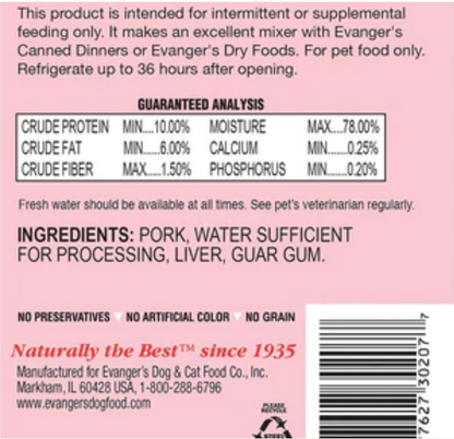 Evanger's Grain-Free Pork Canned Cat and Dog Food - 12.8 Oz - Case of 12 image 1