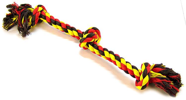 Flossy Chews Colored 3 Knot Tug Rope image 0