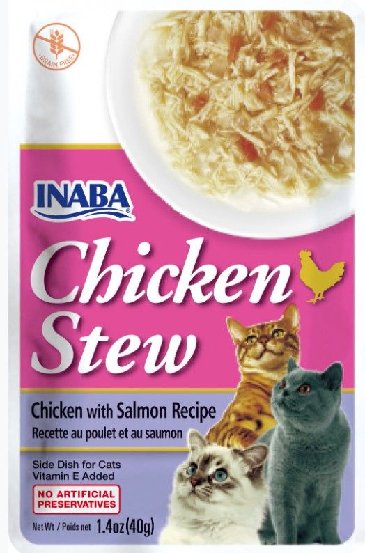 Inaba Chicken Stew Chicken with Salmon Recipe Side Dish for Cats - 6 Pack image 0
