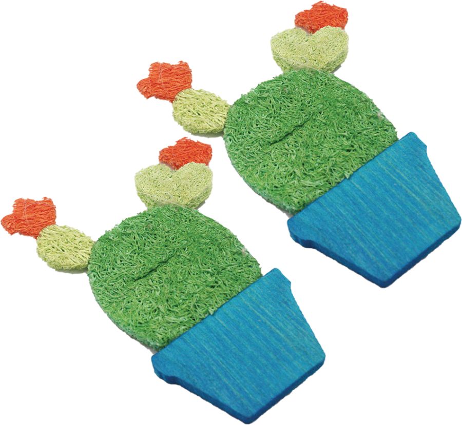 AE Cage Company Nibbles Potted Cactus Loofah Chew Toys image 0