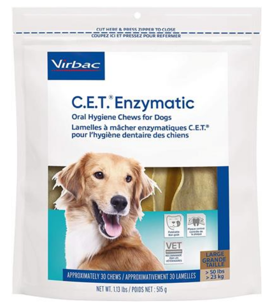 Virbac C.E.T. Enzymatic Oral Hygiene Chews for Dogs (30 Count) - Large image 0