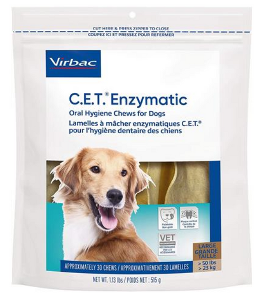 Virbac C.E.T. Enzymatic Oral Hygiene Chews for Dogs (30 Count) - Large image 0