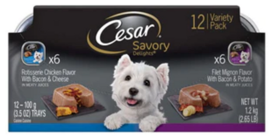 Cesar Canine Cuisine Savory Chicken & Steak Multi-Pack Wet Dog Food-3.5oz-24 Pc. image 0