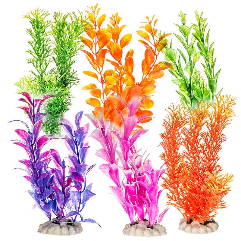 Aquatop Plastic Aquarium Plants Power Pack - Assorted Colors image 0
