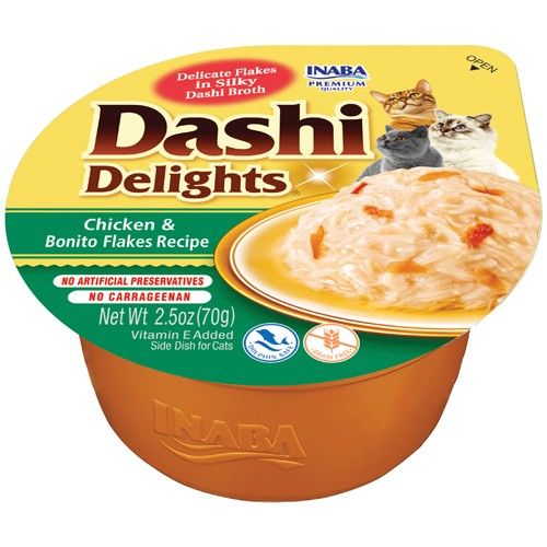 Inaba Dashi Delights Chicken & Bonito Flakes Bits in Broth Cat Food Topping image 0