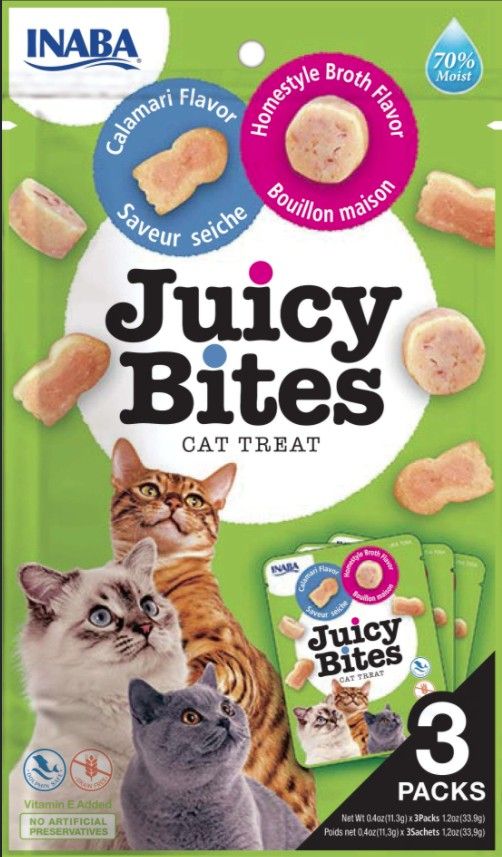 Inaba Juicy Bites Cat Treat Homestyle Broth and Calamari Flavor image 0