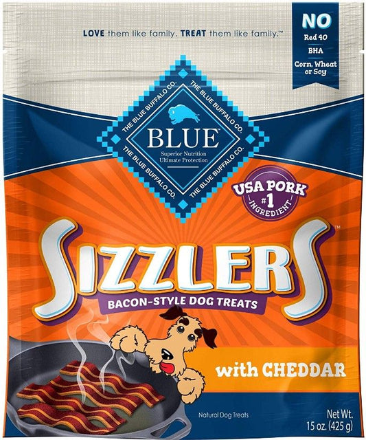 Blue Buffalo Sizzlers Natural Bacon-Style Soft-Moist Dog Treats with Cheddar image 0