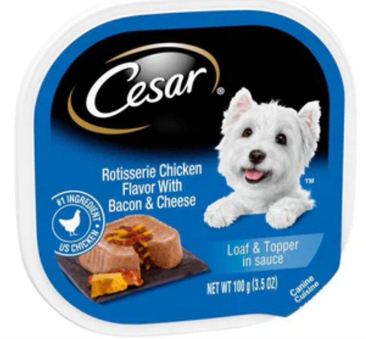 Cesar Canine Cuisine Savory Rotisserie Chicken Flavor w/Bacon&Cheese-3.5oz-24Pck image 0