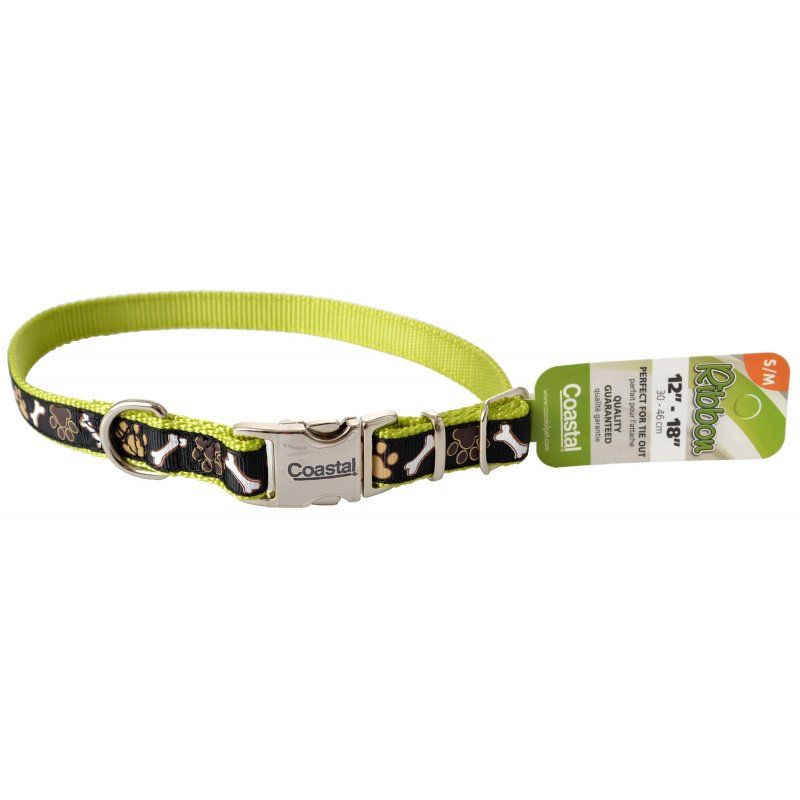 Pet Attire Ribbon Brown Adjustable Nylon Dog Collar with Metal Buckle image 0