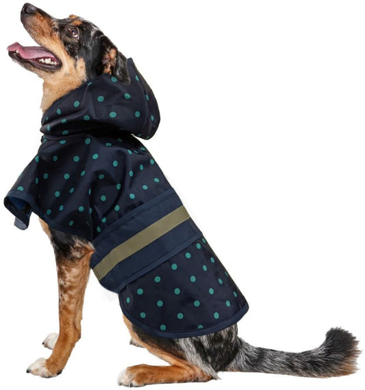 Fashion Pet Polka Dot Dog Raincoat Navy image 0