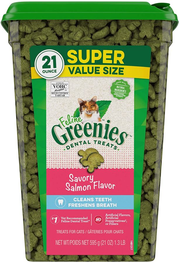 Greenies Feline Natural Dental Treats Tempting Salmon Flavor image 0