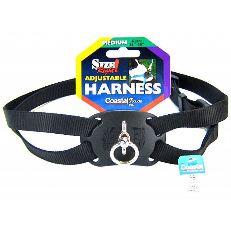 Coastal Pet Size Right Nylon Adjustable Harness - Black - Girth 24"-30" image 0