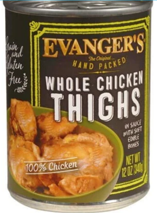 Evanger's Super Premium Whole Chicken Thighs Canned Dog Food - 12 Oz -Case of 12 image 0