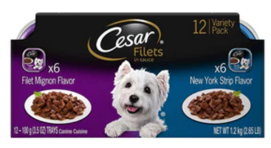 Cesar Canine Cuisine Gourmet Filets Beef Multi-Pack Wet Dog Food - 3.5oz-12 Pack image 0