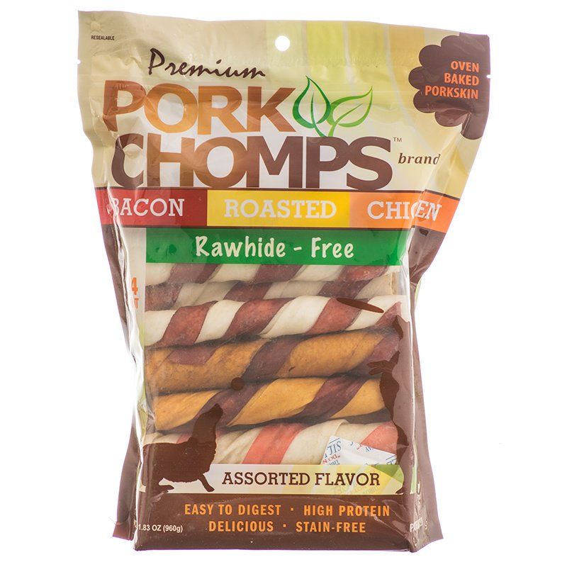 Pork Chomps Premium Assorted Pork Twistz - Bacon, Roasted & Chicken Flavors image 0