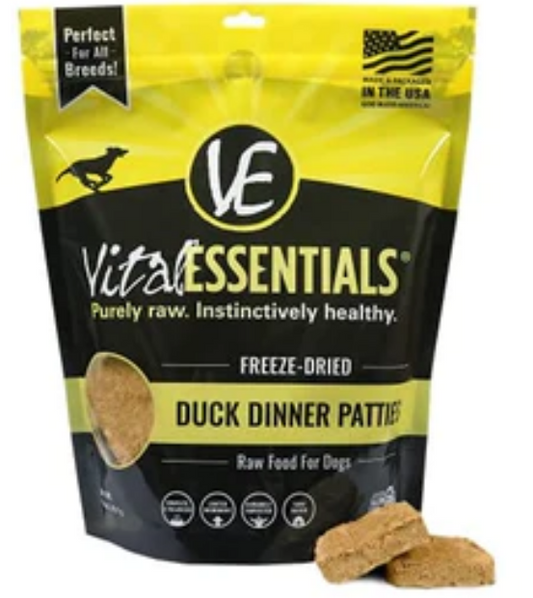 Vital Essentials Duck Dinner Patties Freeze-Dried Dog Food - 14 Oz image 0