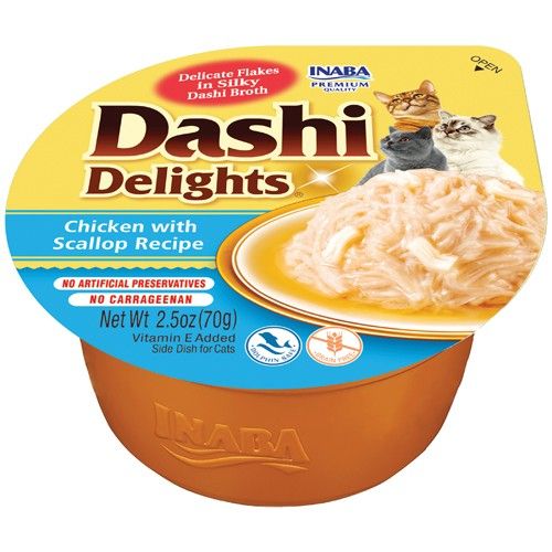 Inaba Dashi Delighrs Chicken with Tuna & Scallop Bits in Broth Cat Food Topping image 0