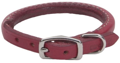 Circle T Oak Tanned Leather Round Dog Collar - Red image 0