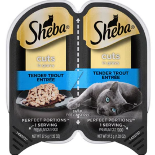 Sheba Perfect Portions Twin Pack Trout Cuts in Gravy Wet Cat Food-2.65oz-24 Pack image 0