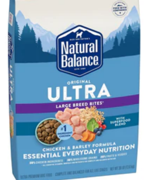 Natural Balance Original Ultra Chicken & Barley Formula Large Breed Bites 30lbs image 0