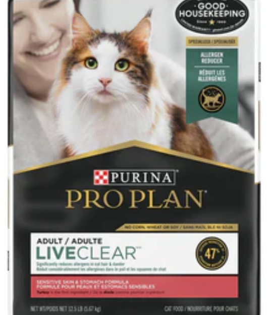 Purina Pro Plan LIVECLEAR Sensitive Skin & Stomach Turkey & Oatmeal Dry Cat Food image 0