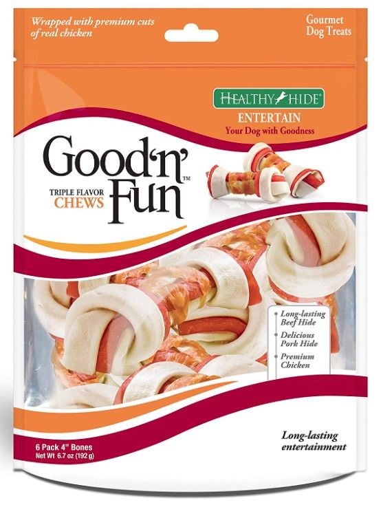 Healthy Hide Good'n' Fun Triple-Flavor Chews Small Beef, Pork and Chicken image 0