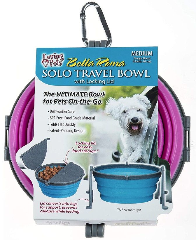 Loving Pets Bella Roma Pink Travel Bowl image 0