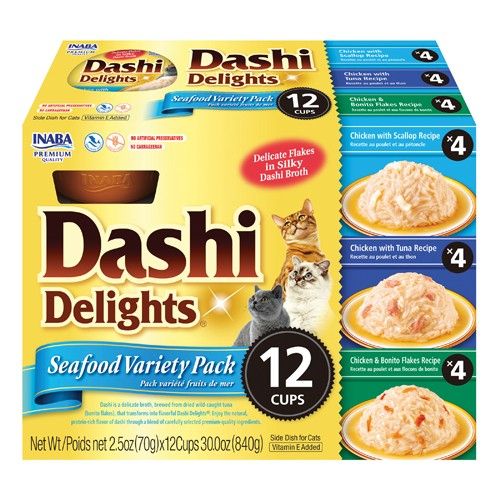 Inaba Dashi Delight Seafood Flavored Variety Pack Bits in Broth Cat Food Topping image 0