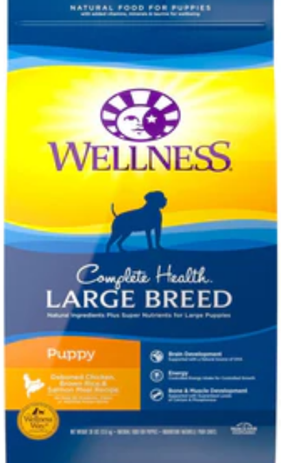 Wellness Complete Health Large Breed Puppy Chicken, Brown Rice and Salmon 30lb image 0