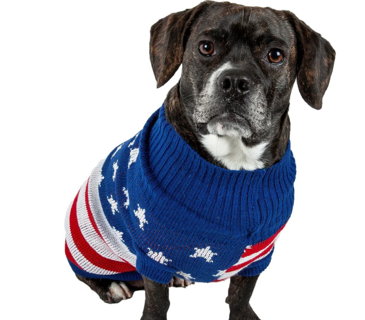 Pet Life 'Patriot Independence Star' Heavy Knitted Ribbed TurtleNeck Dog Sweater image 2