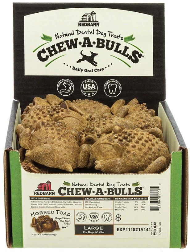 Redbarn Pet Products Chew-A-Bulls Horned Toad Dental Dog Treats Large image 0