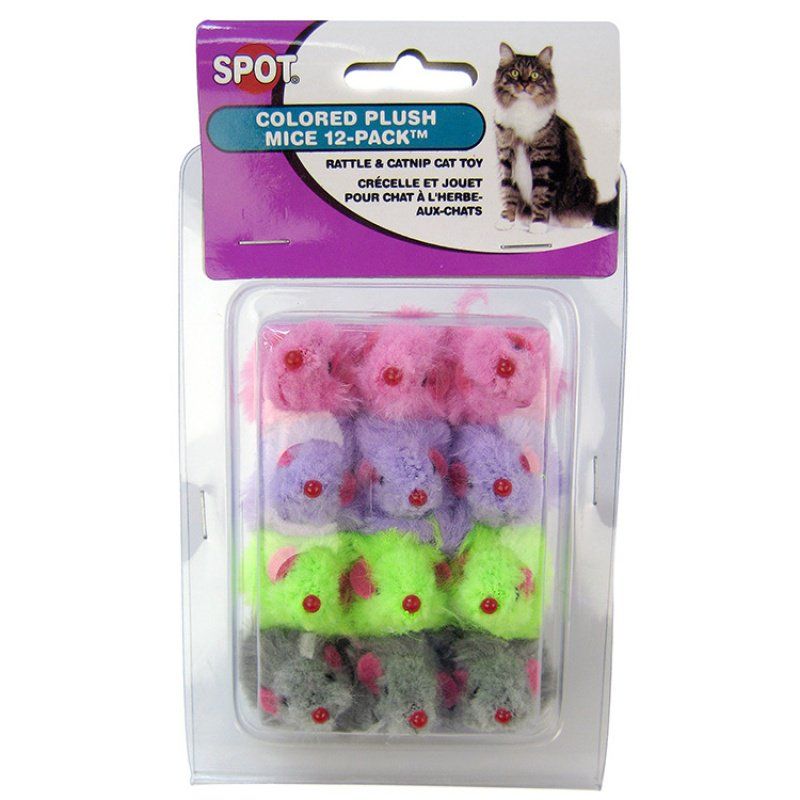 Spot Colored Fur Mice Cat Toys image 0
